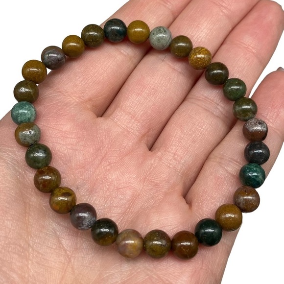 6mm Ocean Jasper Stretch Bracelet Beads Beaded Crystal Stone Gemstone Boho - Picture 2 of 5